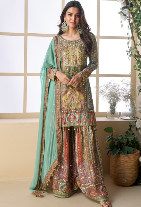 Mint Royalty: The Mughal Muse Look sharara set 